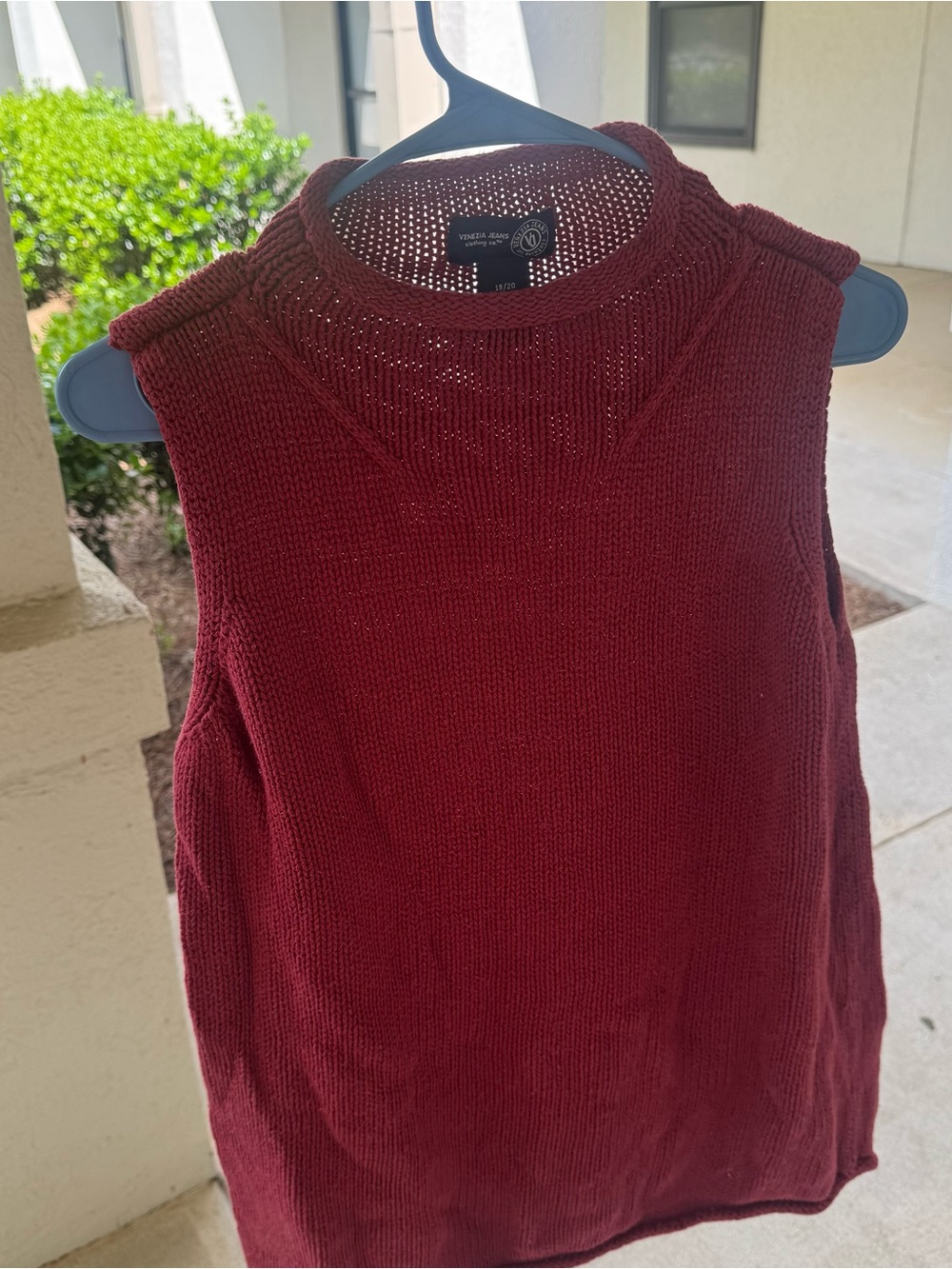 Venezia Womens Red Mock Neck Sleeveless Tight Knit Pullover Sweater Size 18/20